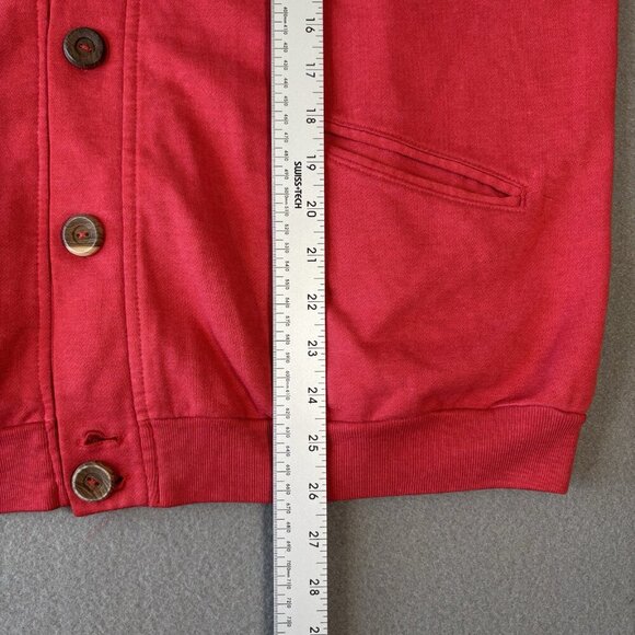 Vintage Poco Loco Club Mens Cardigan Red Double Sided Deor M.R. 90s Boat Anchor - Picture 8 of 13